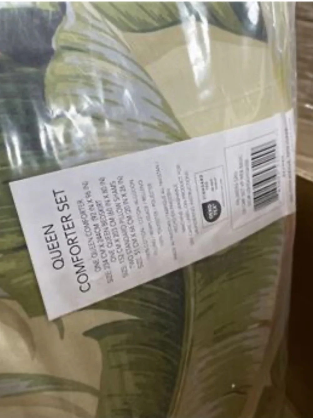 Tommy Bahama Palm Leaf Comforter Set in Green and Tan Sz Queen NWT